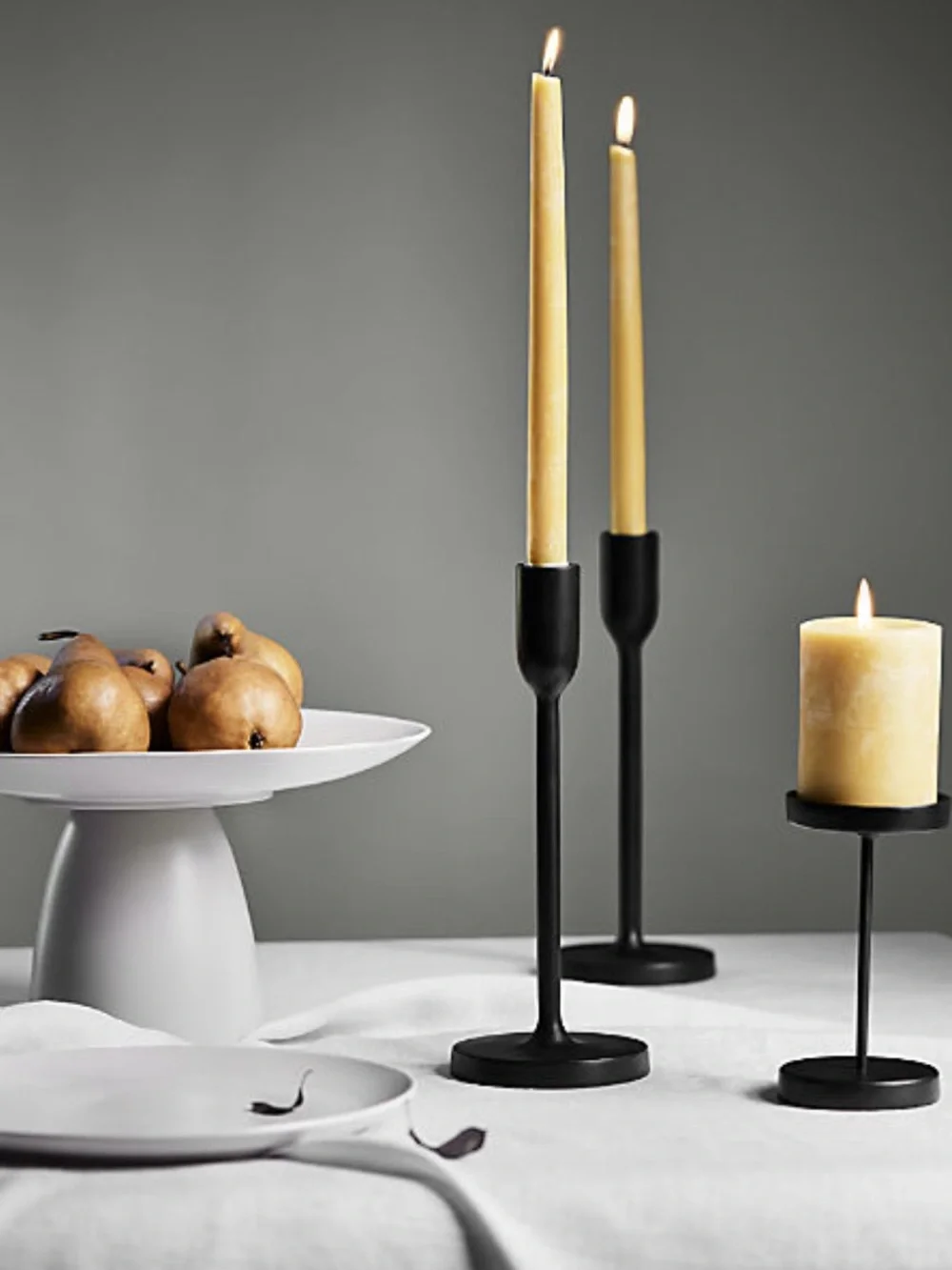 New! Crate&Barrel x Leanne Ford Matte Black Taper Candle Stand LARGE 18”